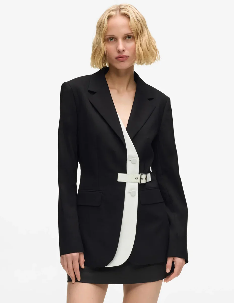 Blazer Karl Lagerfel con Solapa en Contraste Negra Mujer - Imagen 2