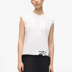 Camiseta Karl Lagerfeld con Bajo Signature Blanca Mujer