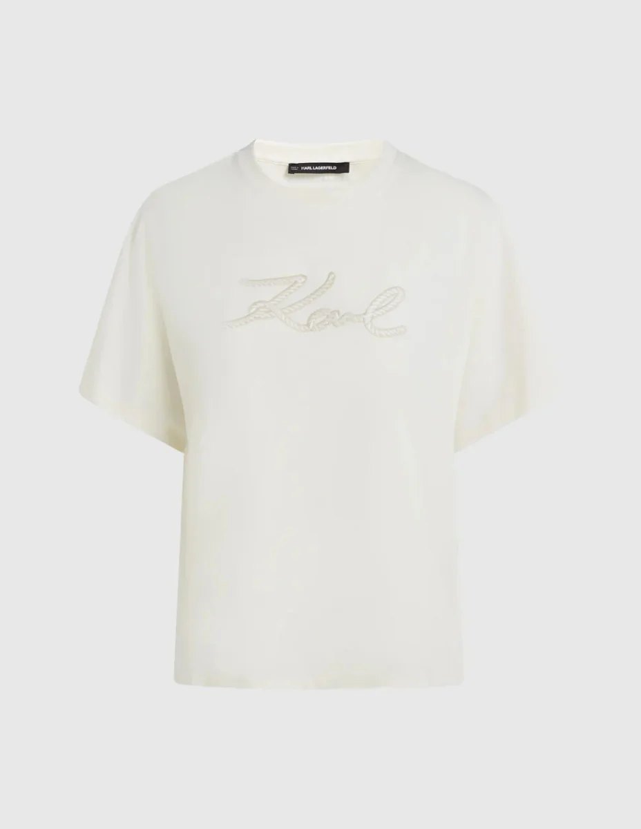 Camiseta Karl Lagerfeld con Cuerda Signature Beige Mujer - Imagen 6