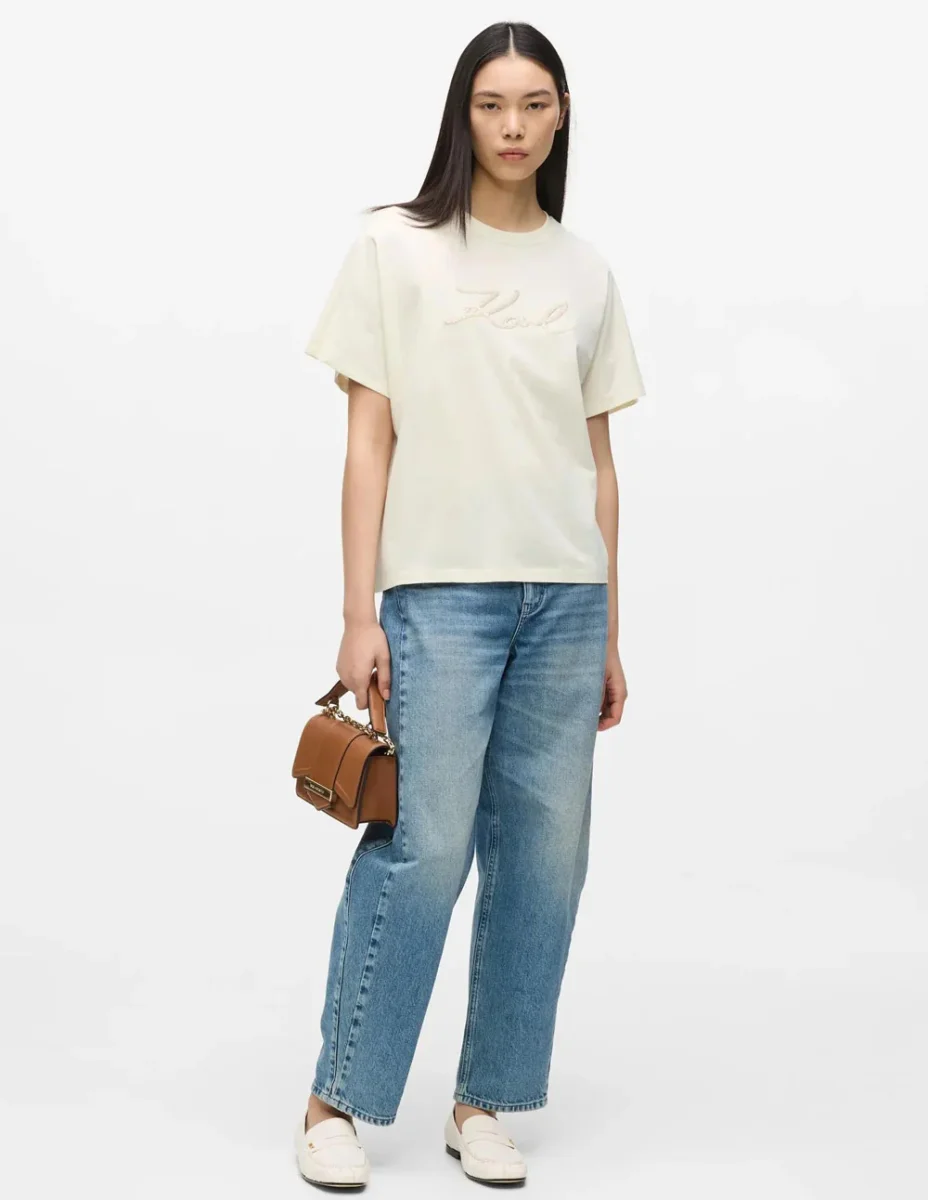 Camiseta Karl Lagerfeld con Cuerda Signature Beige Mujer - Imagen 5