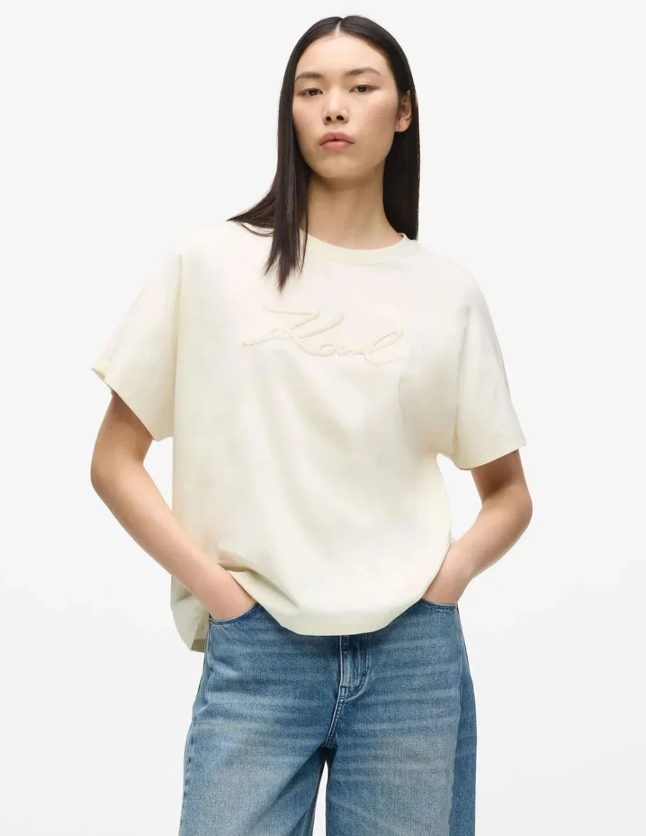Camiseta Karl Lagerfeld con Cuerda Signature Beige Mujer - Imagen 2