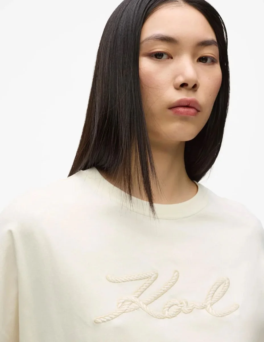 Camiseta Karl Lagerfeld con Cuerda Signature Beige Mujer - Imagen 4
