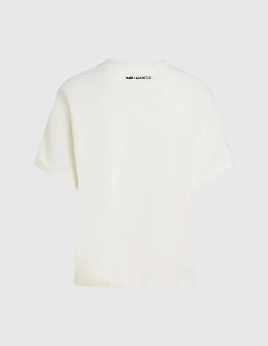 Camiseta Karl Lagerfeld con Cuerda Signature Beige Mujer - Imagen 7