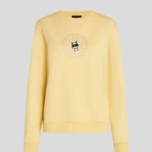 Sudadera Karl Lagerfeld con Logo Circle Ikon Amarilla Mujer