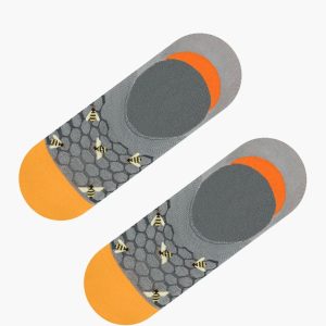 Calcetines Jimmy Lion Bees No Show Grises Unisex