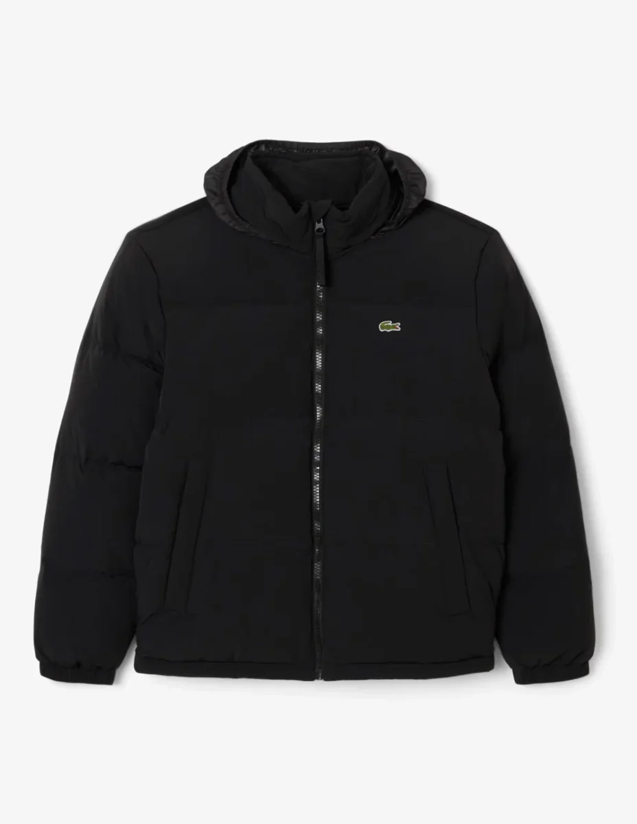 Plumas Lacoste Hidrófugo con Capucha Negro Hombre - Imagen 3