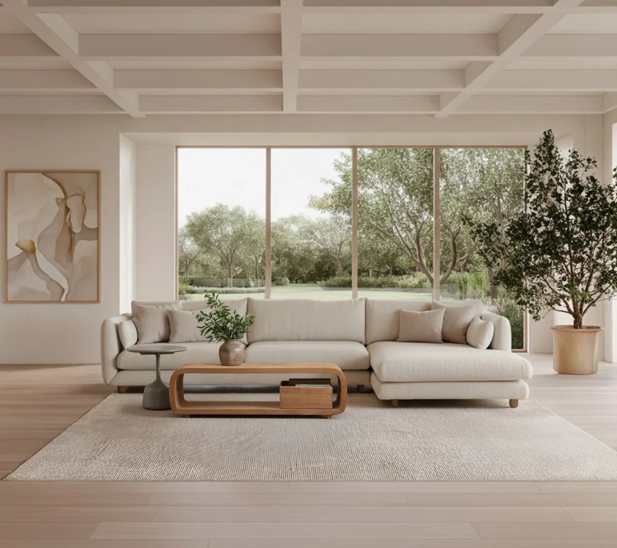 Bloom sofá de 3 plazas con patas de teca y chaise longue a la izquierda - Imagen 3