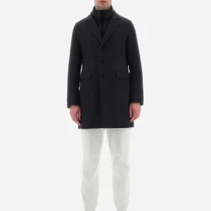 Abrigo de Lana Herno Diagonal Gris Oscuro Hombre