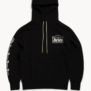 Sudadera con Capucha Aries Column Negra Unisex