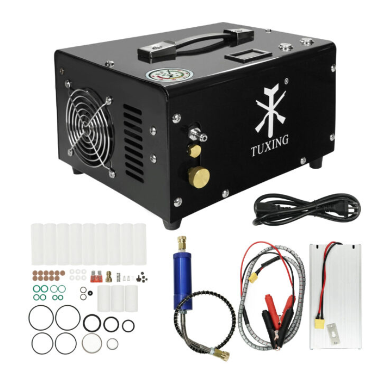 Compresor TUXING portátil 4500 PSI/300 Bar/ 12v/220v Black