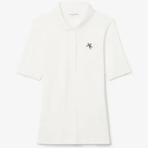 Polo Lacoste de Pointelle L.12.D Blanco Mujer