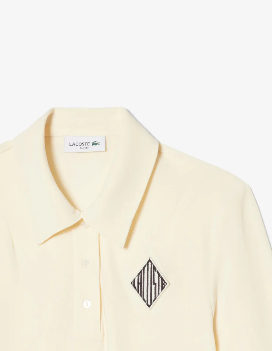 Polo Lacoste con Logo Bordado Beige Mujer - Imagen 3