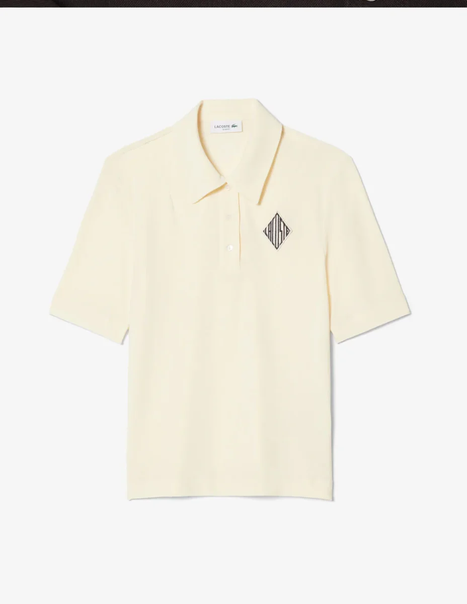 Polo Lacoste con Logo Bordado Beige Mujer - Imagen 2
