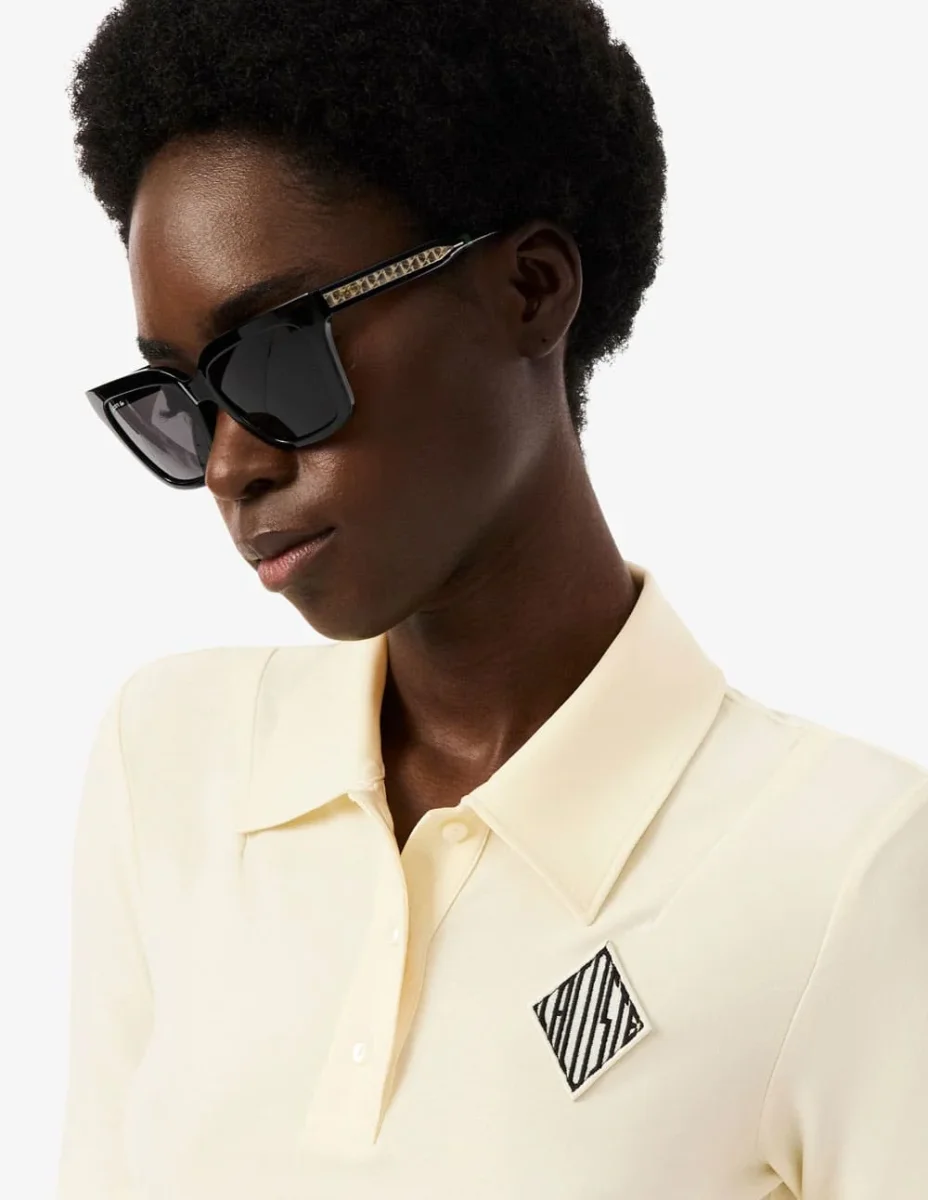 Polo Lacoste con Logo Bordado Beige Mujer - Imagen 6