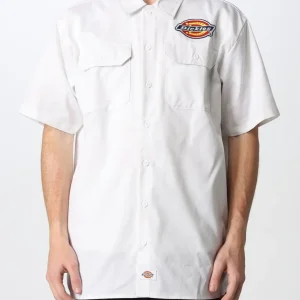 Camisa Dickies de Manga Corta con Logo Blanca Hombre