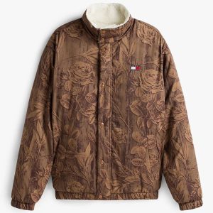 Chaqueta Tommy Jeans Reversible Teddy Relaxed Marrón y Blanca Hombre