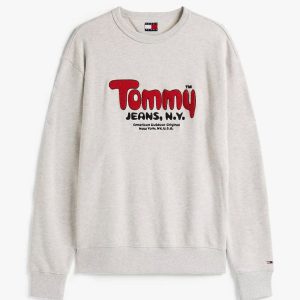 Sudadera Tommy Jeans con Logo de Rizo Gris Hombre