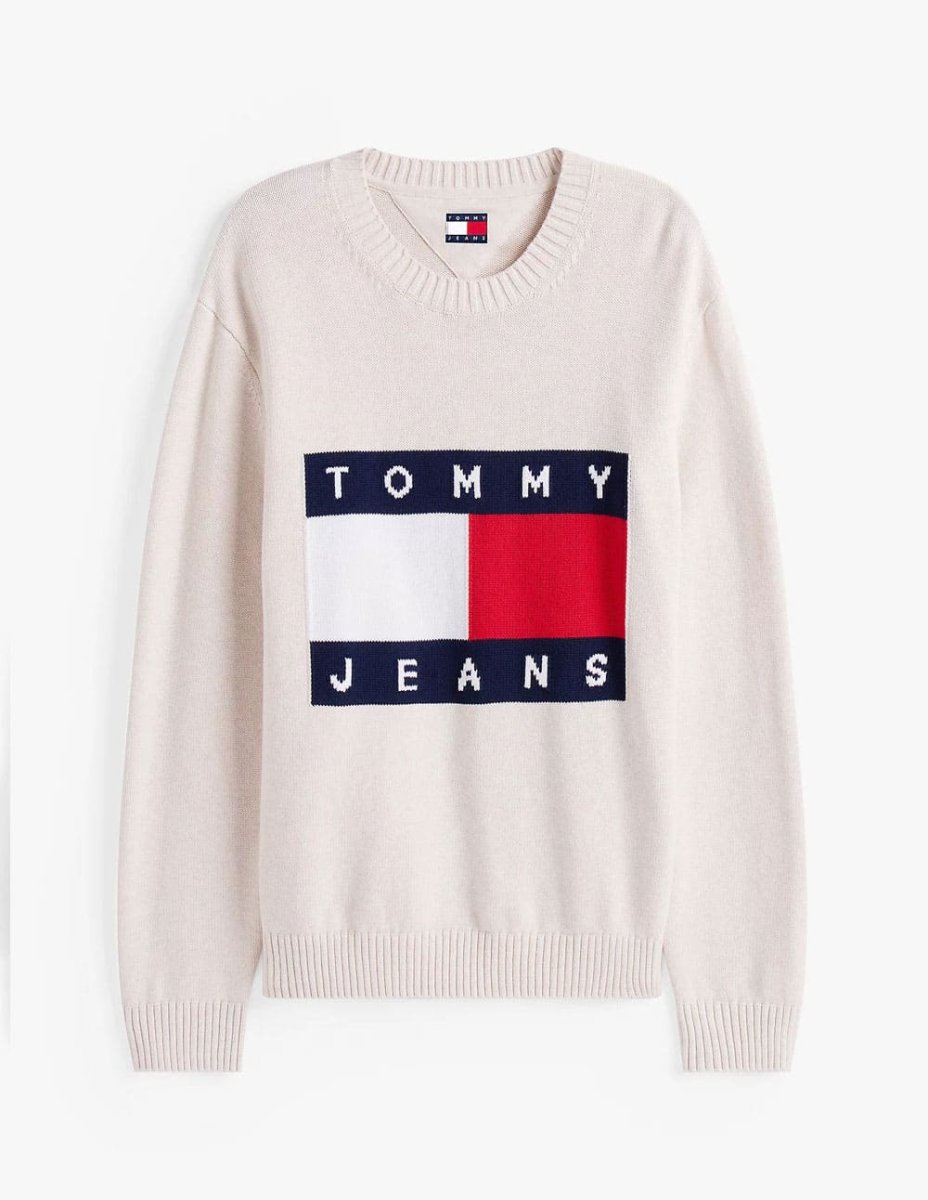 Jersey Tommy Jeans Logo Patch Beige Hombre - Imagen 2