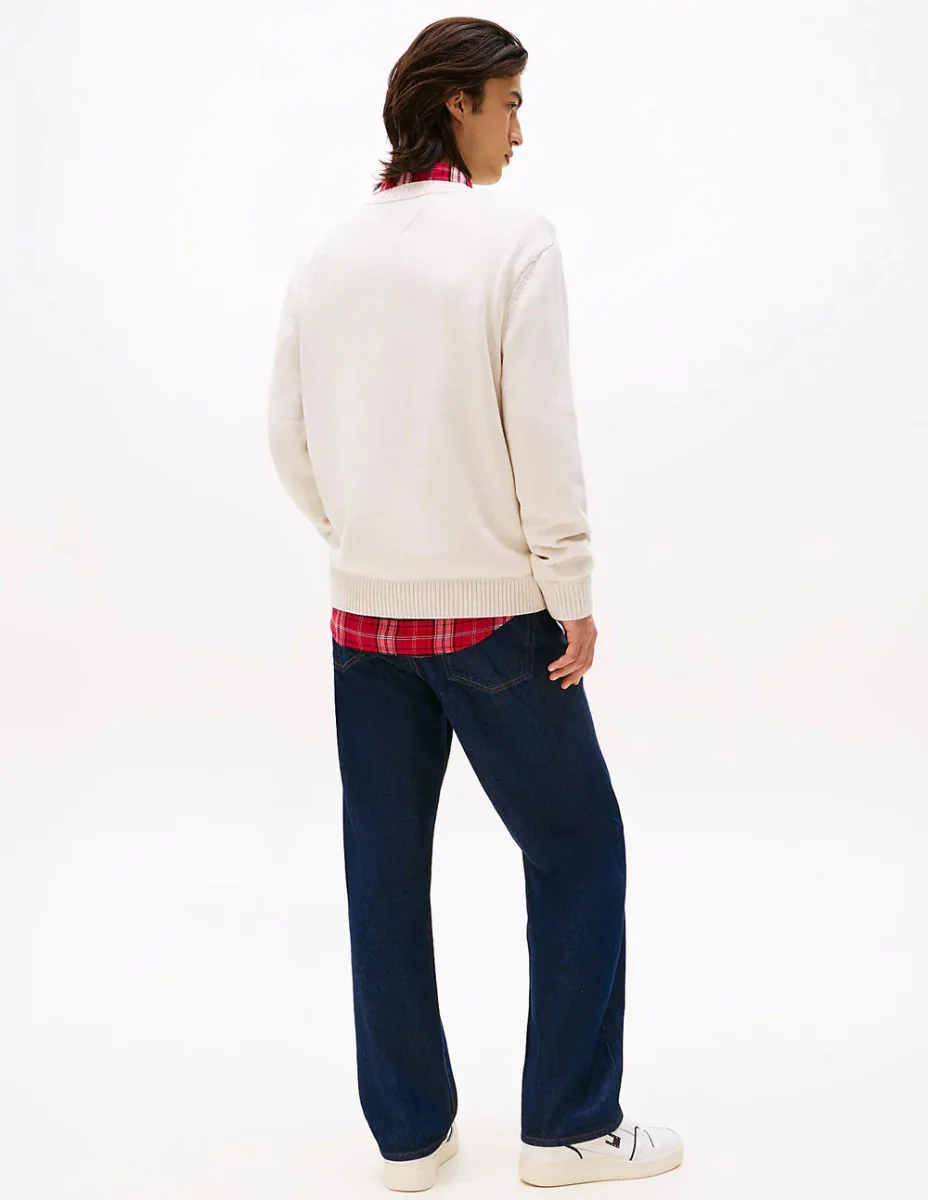 Jersey Tommy Jeans Logo Patch Beige Hombre - Imagen 6