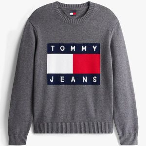 Jersey Tommy Jeans Logo Patch Gris Hombre