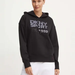Sudadera con Capucha Donna Karan con Logo Negra Mujer