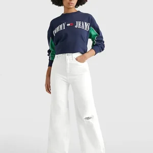 Pantalón Vaquero Tommy Jeans Ancho Blanco Mujer