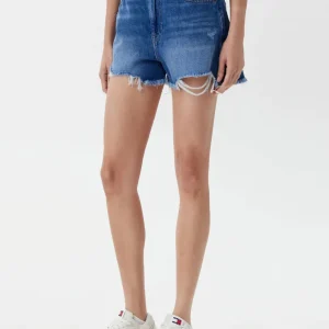 Pantalón Corto Vaquero Tommy Jeans con Logo Azul Mujer