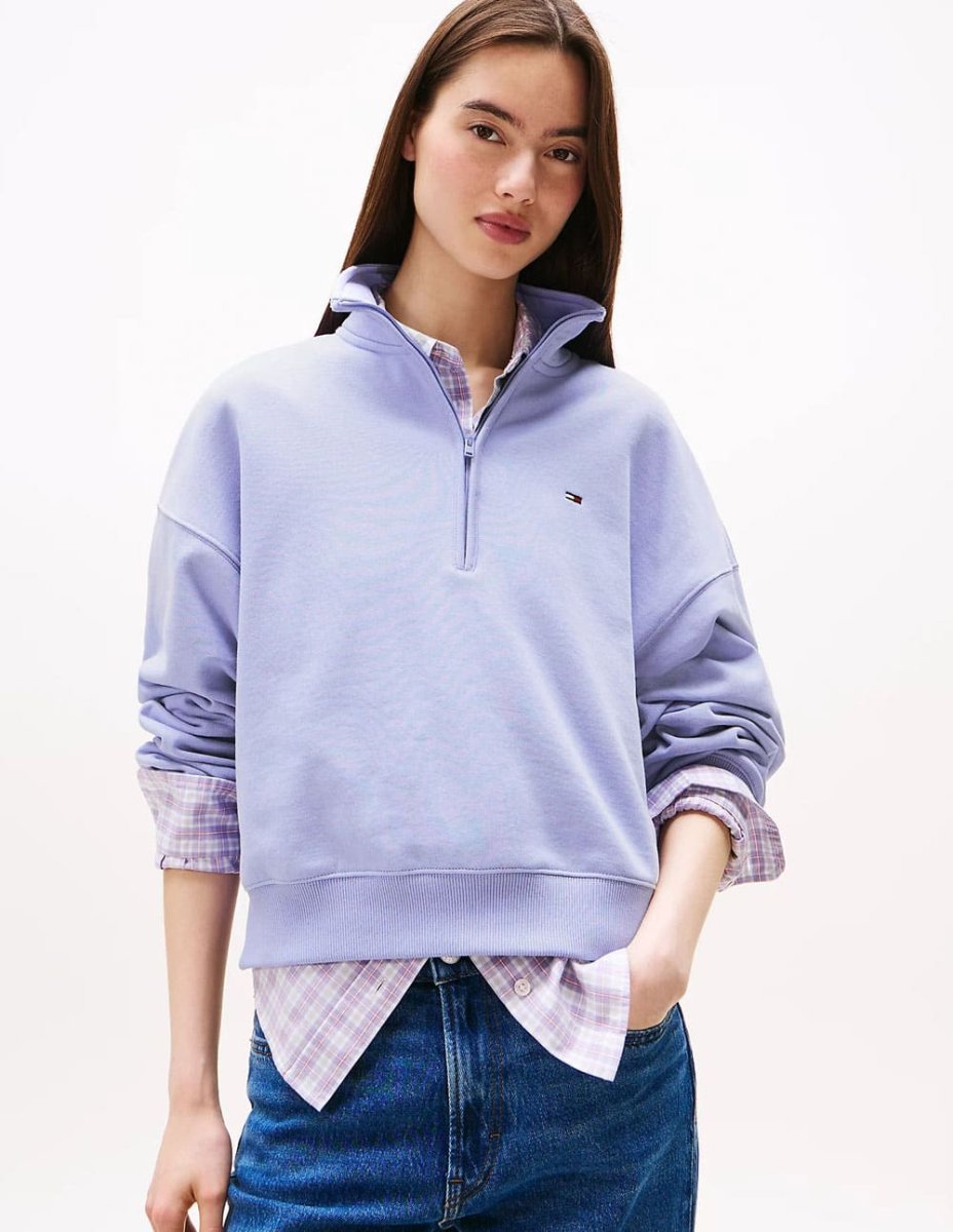 Sudadera Tommy Jeans Half Zip Morada Mujer - Imagen 3