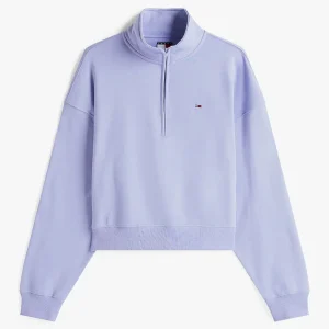Sudadera Tommy Jeans Half Zip Morada Mujer