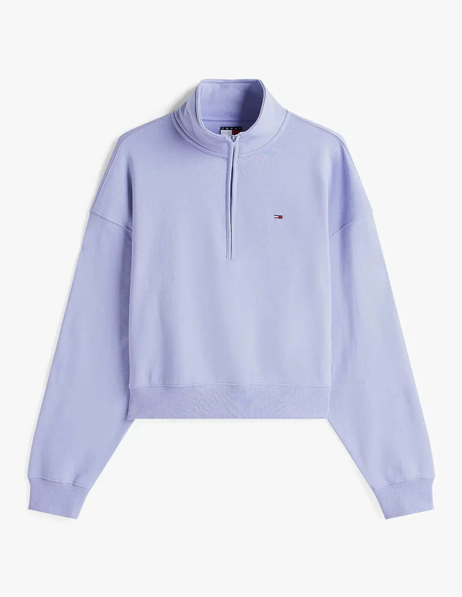Sudadera Tommy Jeans Half Zip Morada Mujer