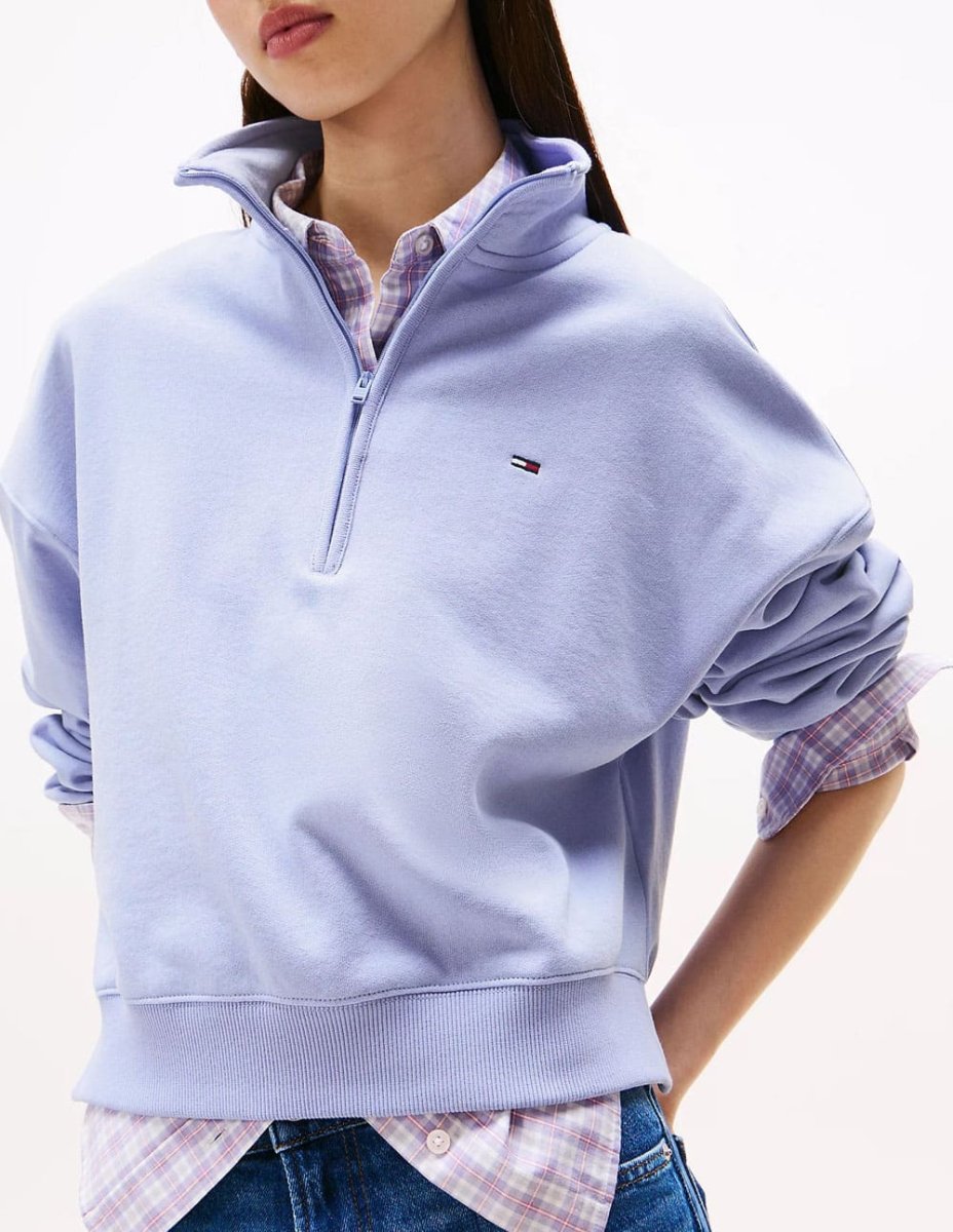 Sudadera Tommy Jeans Half Zip Morada Mujer - Imagen 4