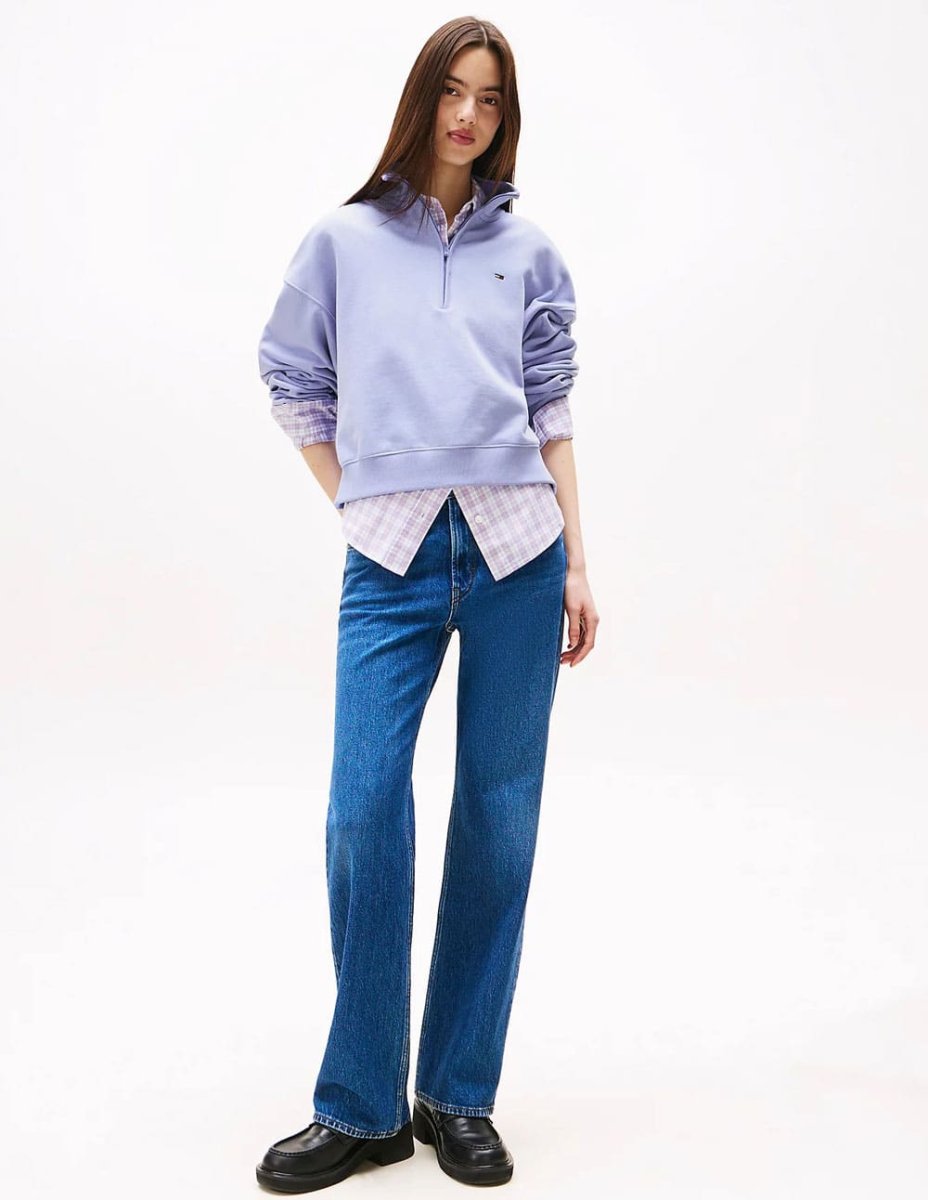 Sudadera Tommy Jeans Half Zip Morada Mujer - Imagen 5