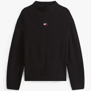 Jersey Tommy Jeans con Cuello Perkins Negro Mujer