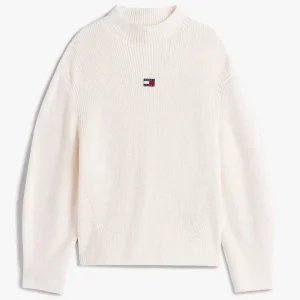 Jersey Tommy Jeans con Cuello Perkins Beige Mujer