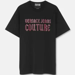 Camiseta Versace Jeans Couture con Logo con Cristales Negra Hombre