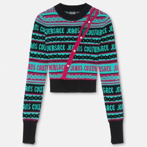 Jersey Versace Jeans Couture de Rayas Verde Mujer