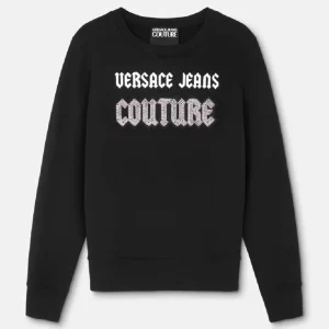 Sudadera Versace Jeans Couture con Logo Gótico Negra Mujer