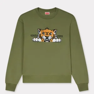 Sudadera Kenzo Bordada Happy Tiger Verde Hombre