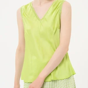 Top Fracomina de Satén Verde Mujer