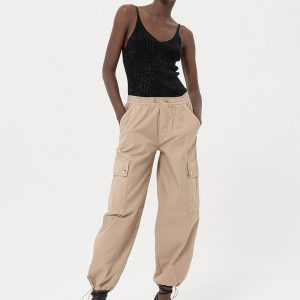 Pantalón Cargo Fracomina con Logo Beige Mujer