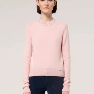 Jersey Fracomina con Aplicaciones de Perlas Rosa Mujer