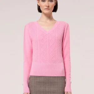 Jersey Fracomina de Escote Pico Rosa Mujer