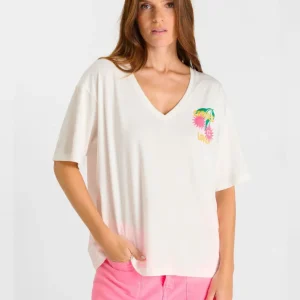Camiseta Le Temps des Cerises Raya Blanca Mujer