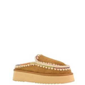 Zuecos MOU Eskimo Platform Rhinestones Marrones Mujer