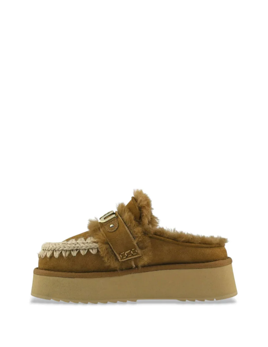 Zuecos MOU Platform Strap Logo Marrones Mujer - Imagen 3