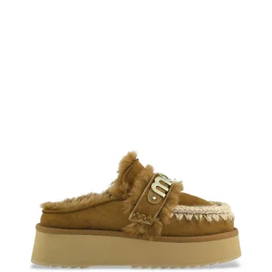 Zuecos MOU Platform Strap Logo Marrones Mujer