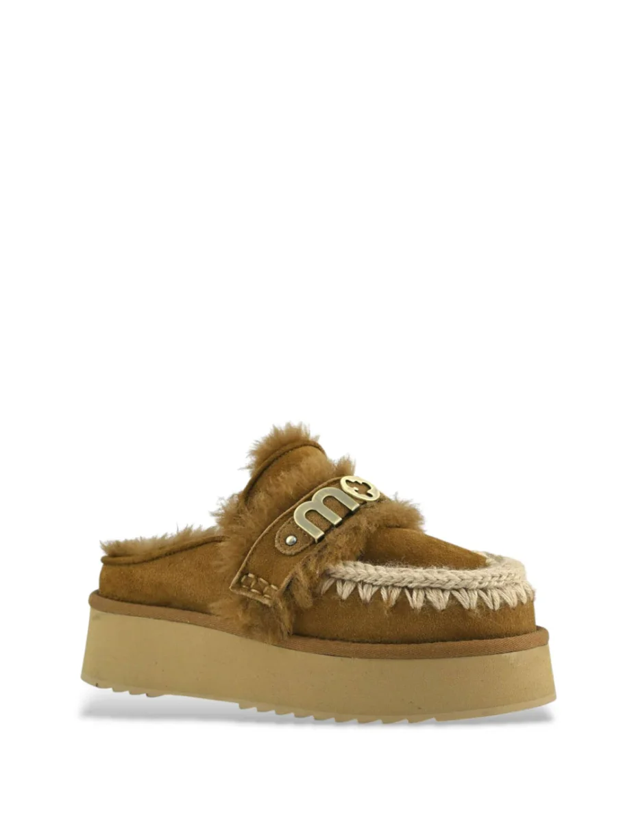 Zuecos MOU Platform Strap Logo Marrones Mujer - Imagen 4