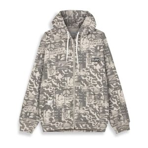 Sudadera con Capucha Grimey Peace Within All Over Print Gris Unisex