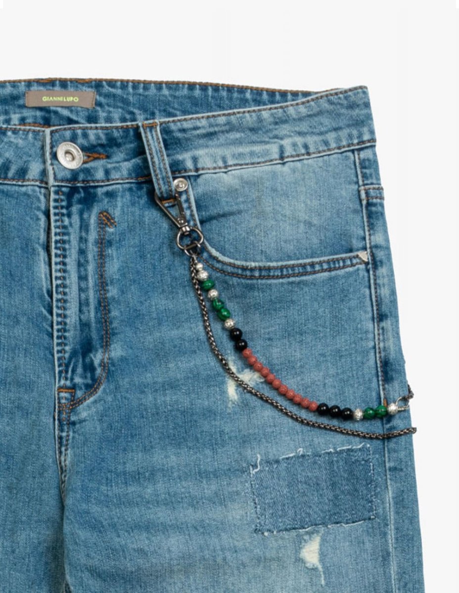 Pantalón Vaquero Gianni Lupo con Rip & Repair Azul Hombre - Imagen 3