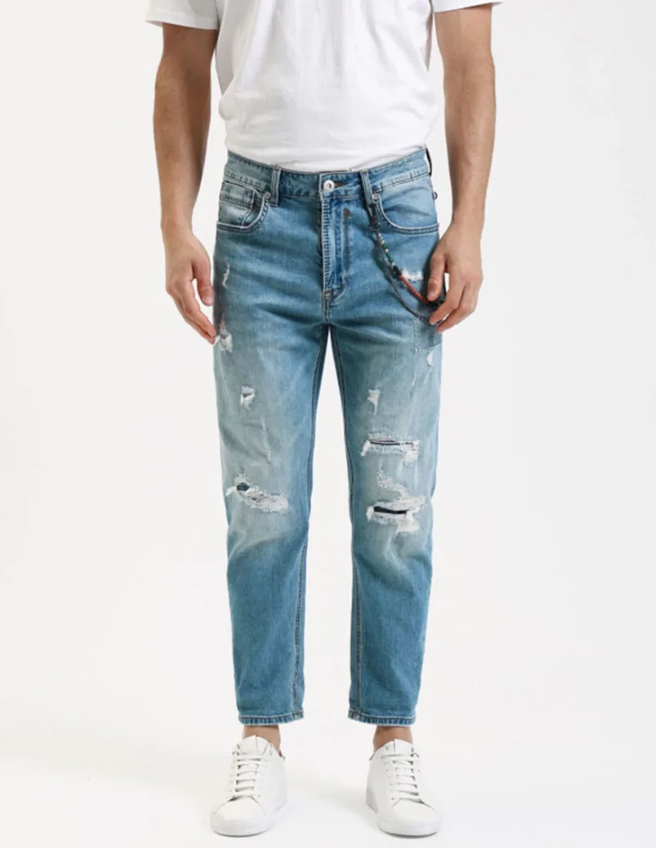 Pantalón Vaquero Gianni Lupo con Rip & Repair Azul Hombre - Imagen 5